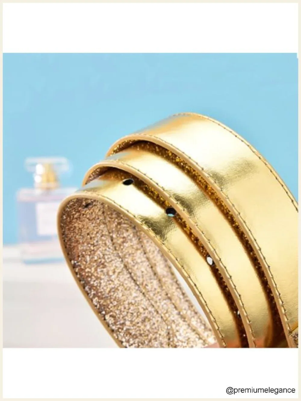 Sparkly PU Leather Belt for Women Skinny Sequin Waist Belt